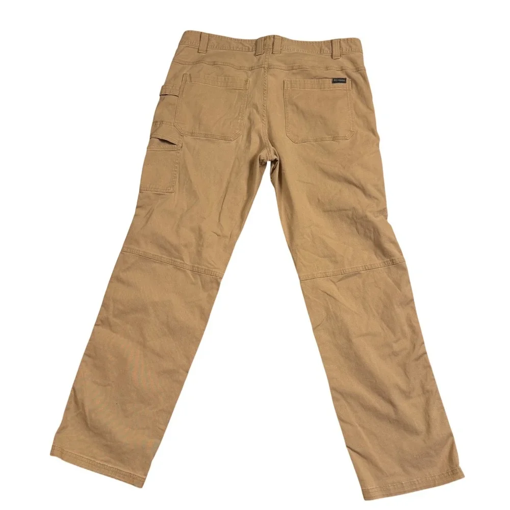 Columbia Mens Utility Khaki Pants Tan Straight‎ Leg Workwear 36x32